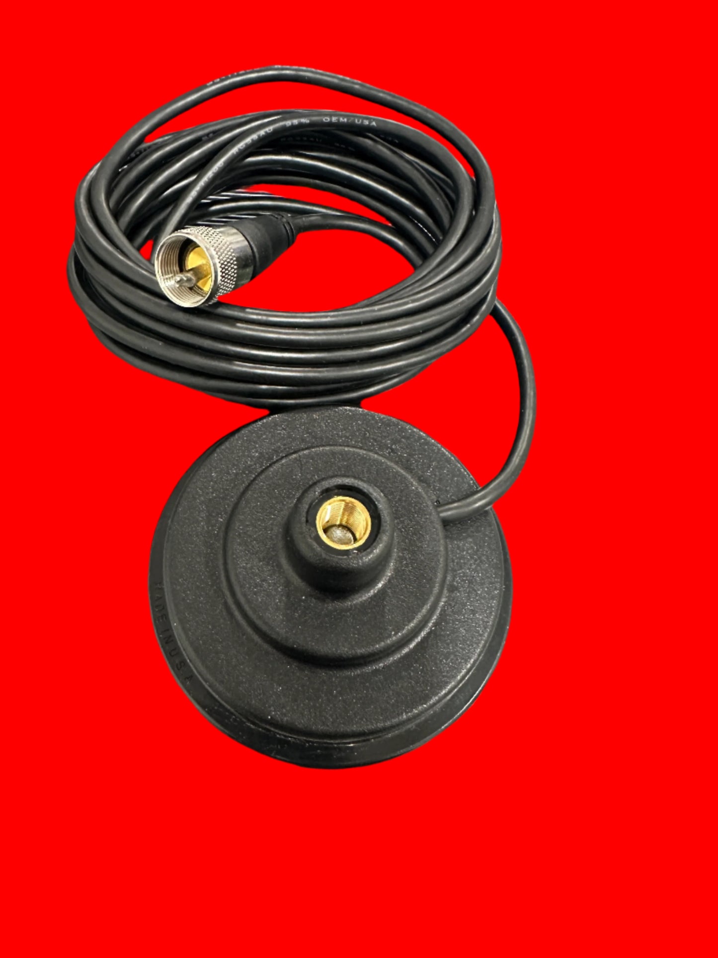 T300 3/8" x 24 thread 3" magnet mount with 12 feet of coax and PL-259 connector