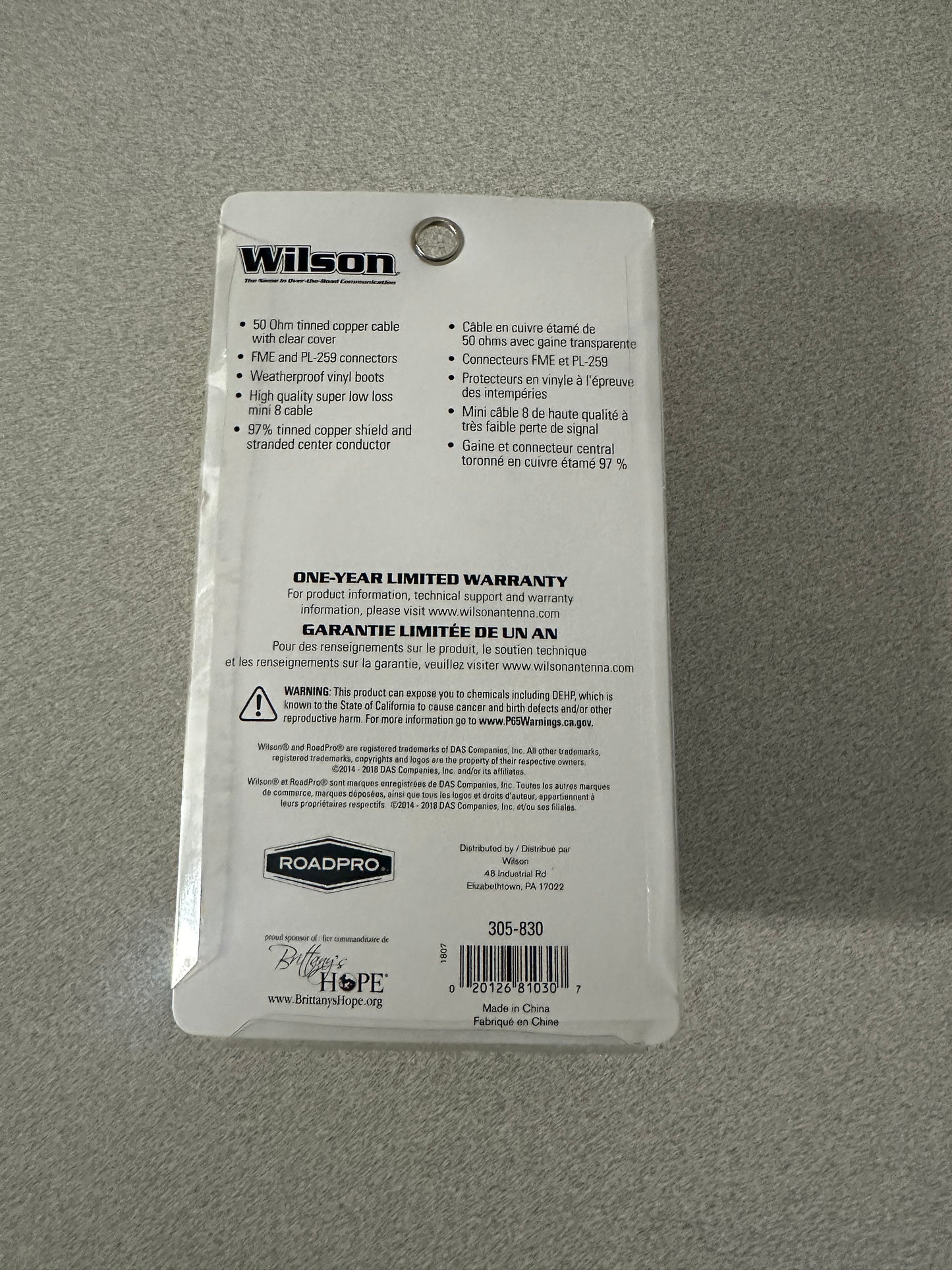 Wilson 305-830 Super Mini-8 18 Feet Coax Cable With Removable Connector CB/Ham