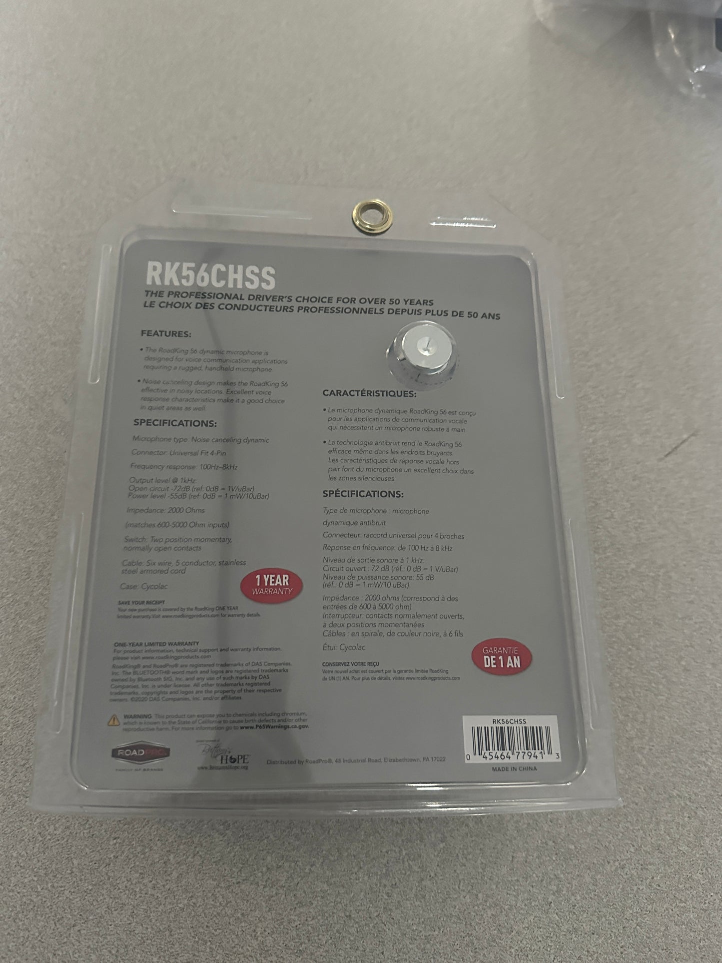 Roadking RK56CHSS Noise Canceling CB Mic With Chrome Case & Cord