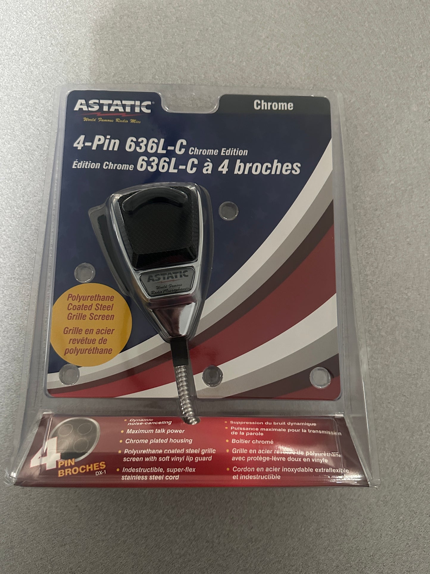 Astatic 636LC Chrome Noise Canceling CB Microphone