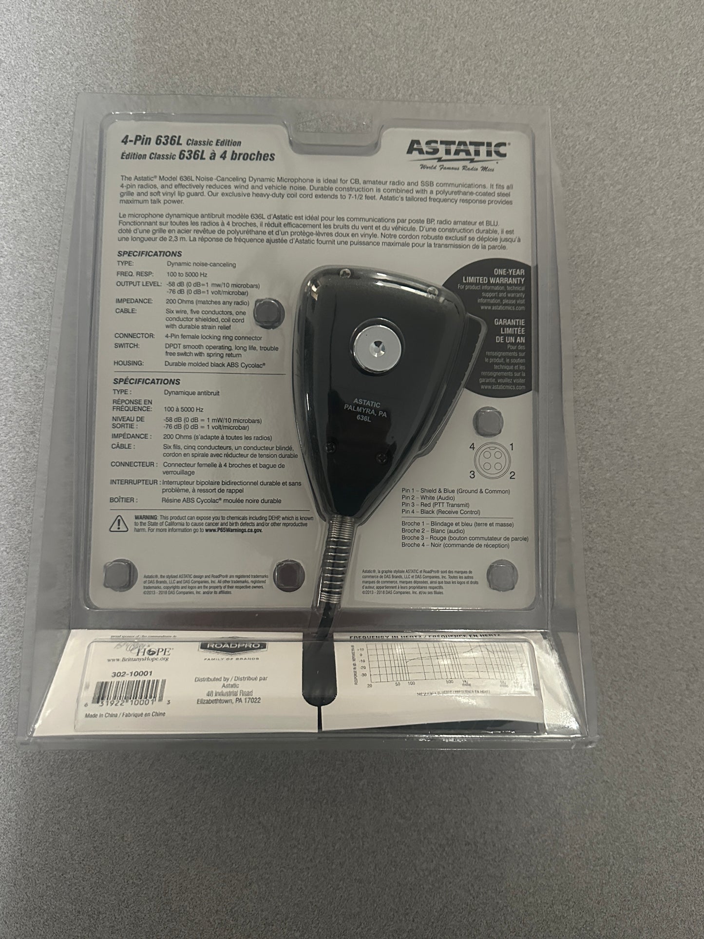 Astatic 636L Classic Noise Canceling CB Microphone Clear Communication, Durable Design