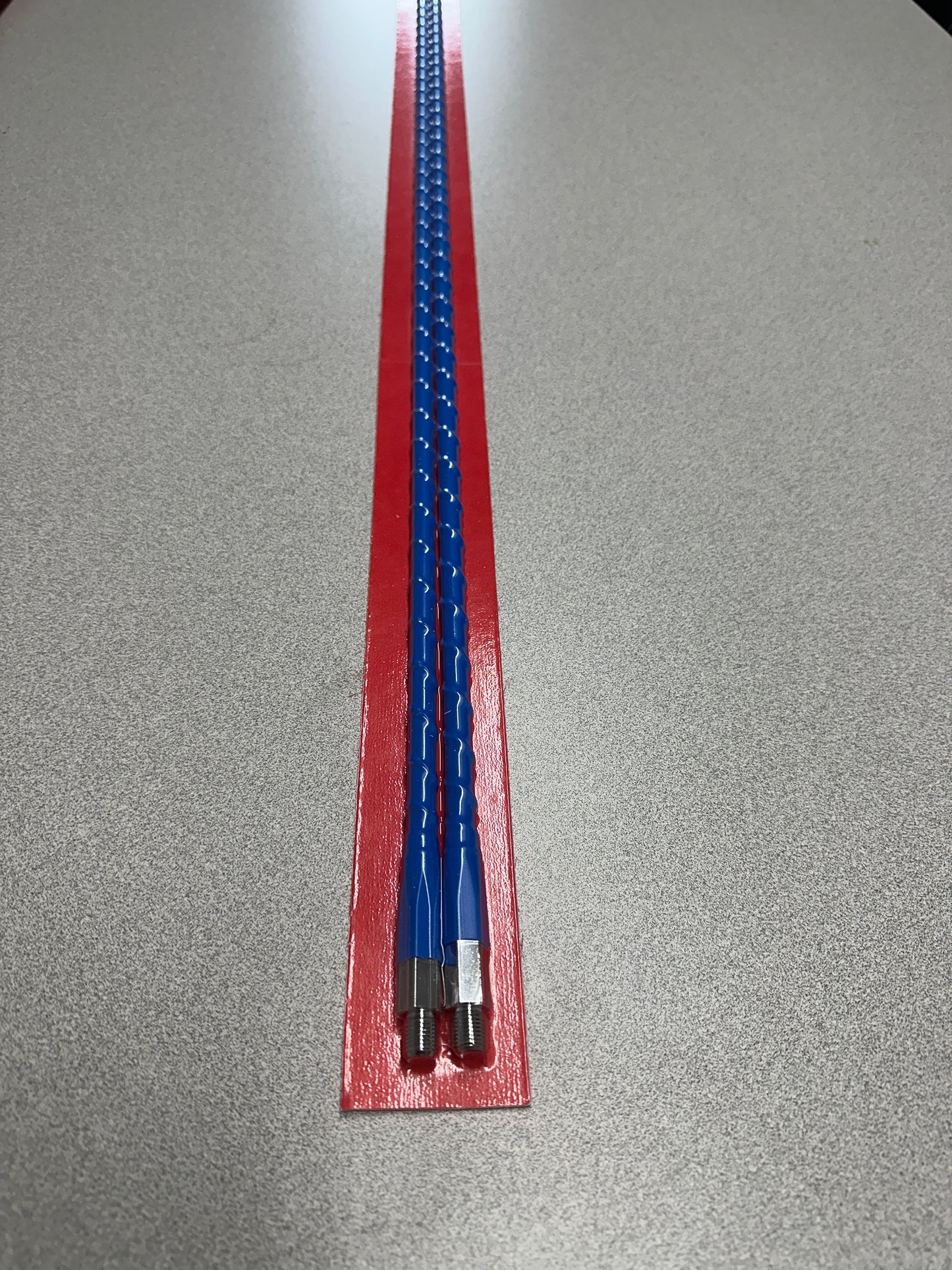 DUAL SET OF 3' BLUE W/BLACK CAPS FIBERGLASS CB ANTENNA WHIPS FOR COBRA,UNIDEN