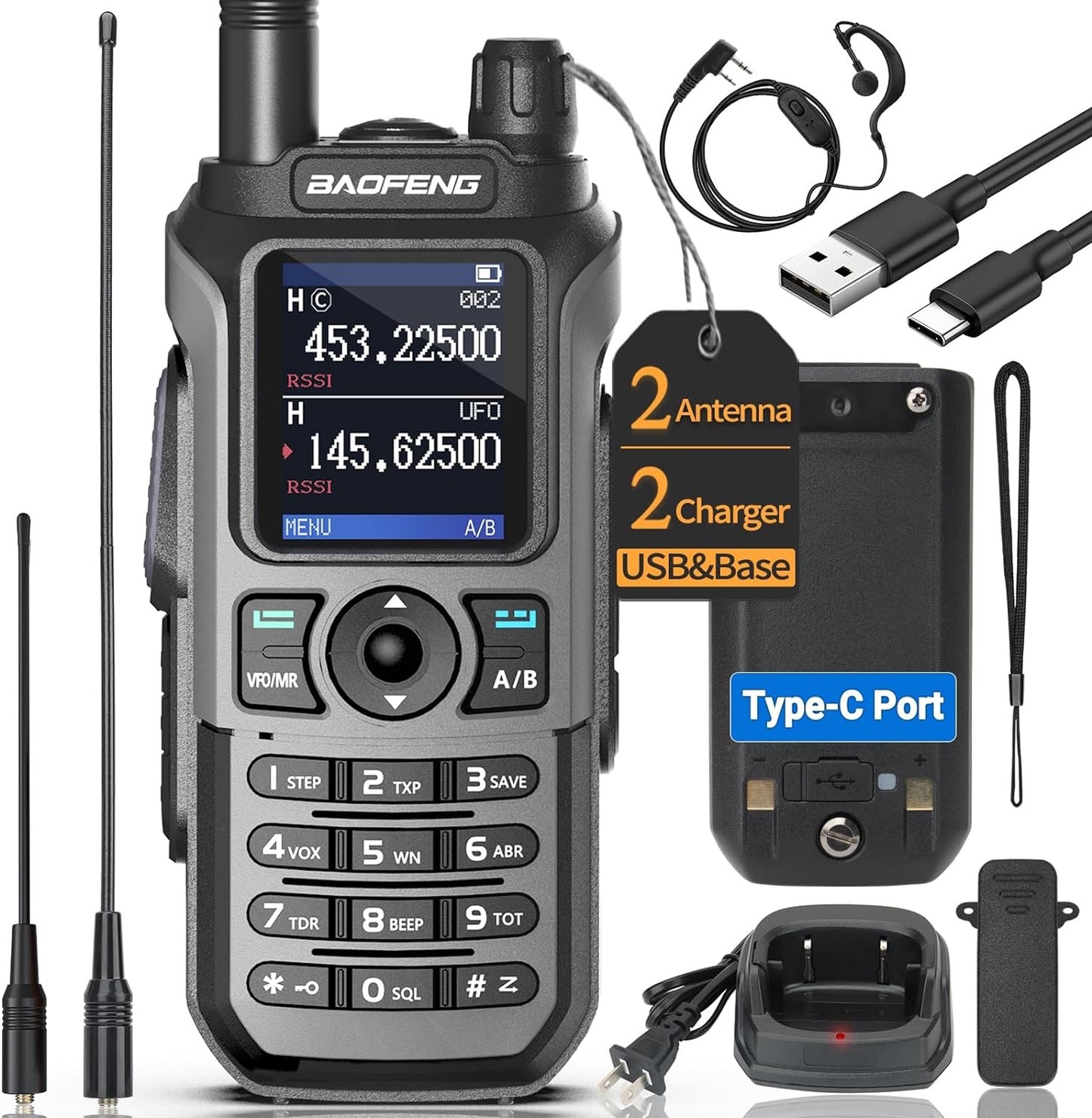 Baofeng Radio Ham Radio UV-21R Dual Band Handheld Long Range Two Way Radio Black