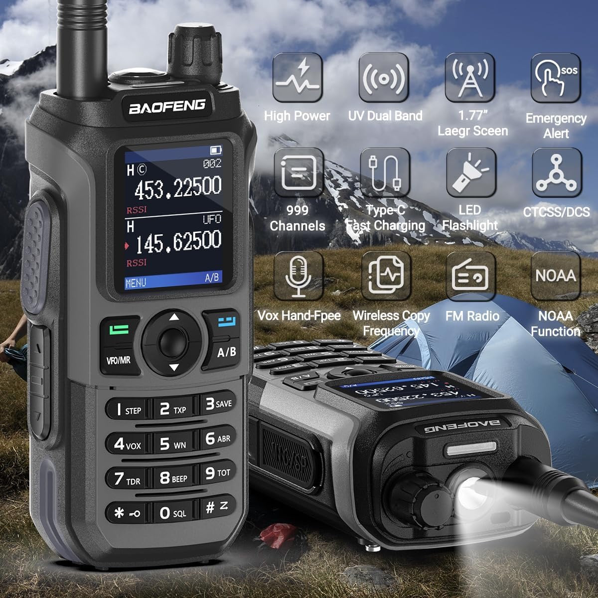 Baofeng Radio Ham Radio UV-21R Dual Band Handheld Long Range Two Way Radio Black