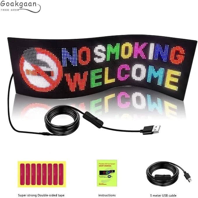 LED LARGE FLEXIBLE SIGN 25.6"X8.6" FULLY PROGRAMMABLE WITH APP