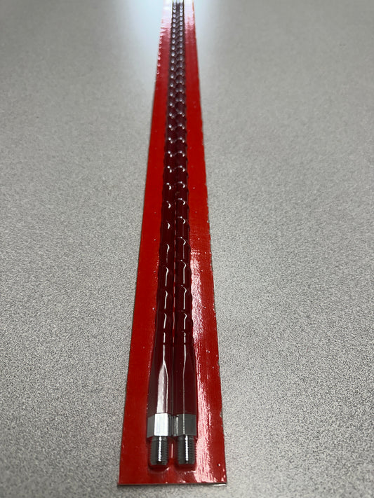DUAL SET OF 3 FOOT RED W/BLACK CAPS FIBERGLASS CB ANTENNA FOR COBRA,UNIDEN