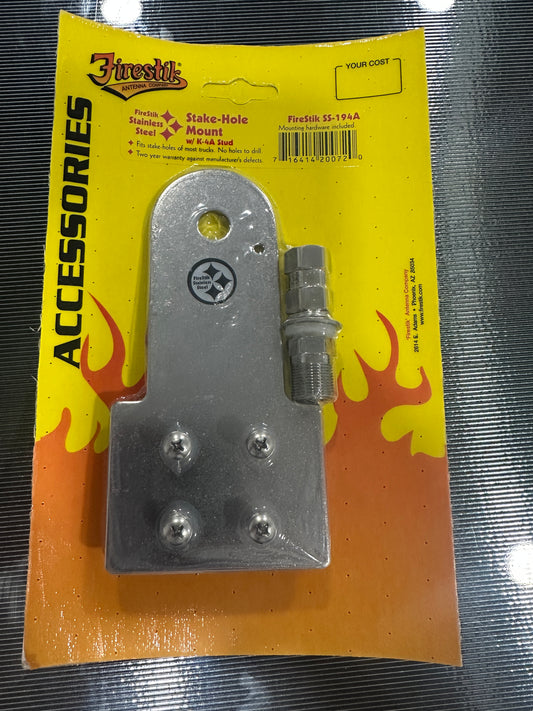 FIRESTIK SS-194 EXTENDED STAINLESS FLAT TRUCK STAKE HOLE BED ANTENNA MOUNT