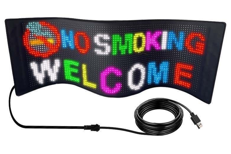 LED LARGE FLEXIBLE SIGN 25.6"X8.6"  FULLY PROGRAMMABLE WITH APP